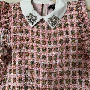 Pink multicolor dress with beaded collar